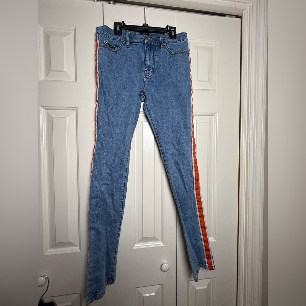 BDG Urban Outfitters Blue Denim Skinny Jeans With Orange Side Stripe